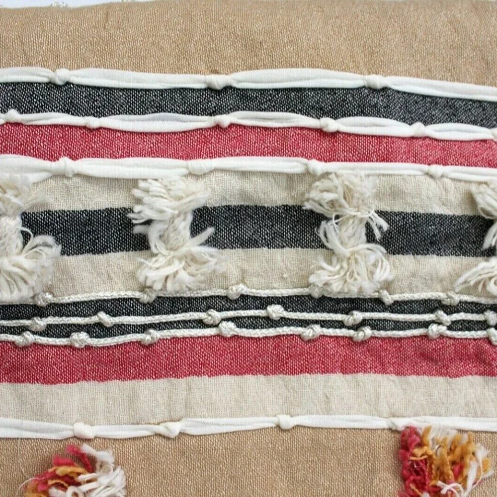 Pier 1 Imports Textured Woven Striped Tassels Table Runner